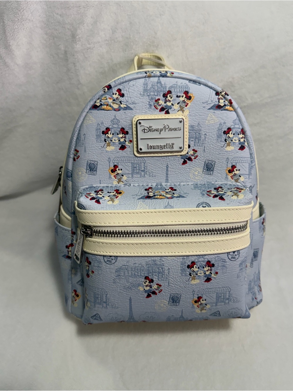 Loungefly Light Blue Mickey & Minnie Kids Mini Backpack